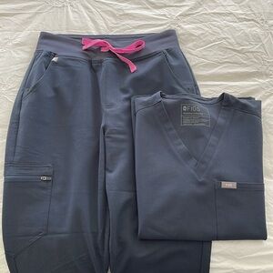 Blue/grey Pink Tie Figs Scrubs